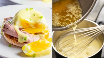 A scrumptious Mother's Day brunch recipe featuring eggs Benedict with succulent prime rib.