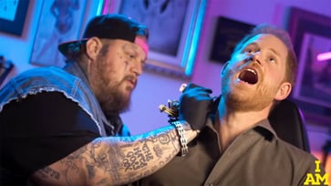 Prince Harry receives a neck tattoo from Jelly Roll as a royal joke.