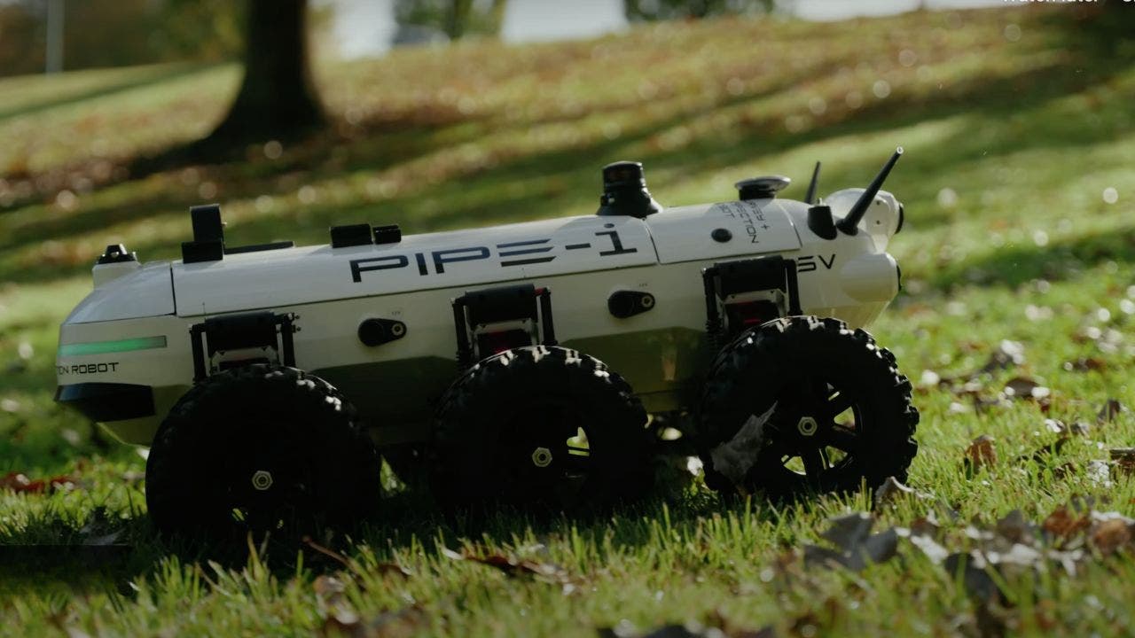 A 6-wheeled robot performs hazard assessments to spare humans from exposure to danger.